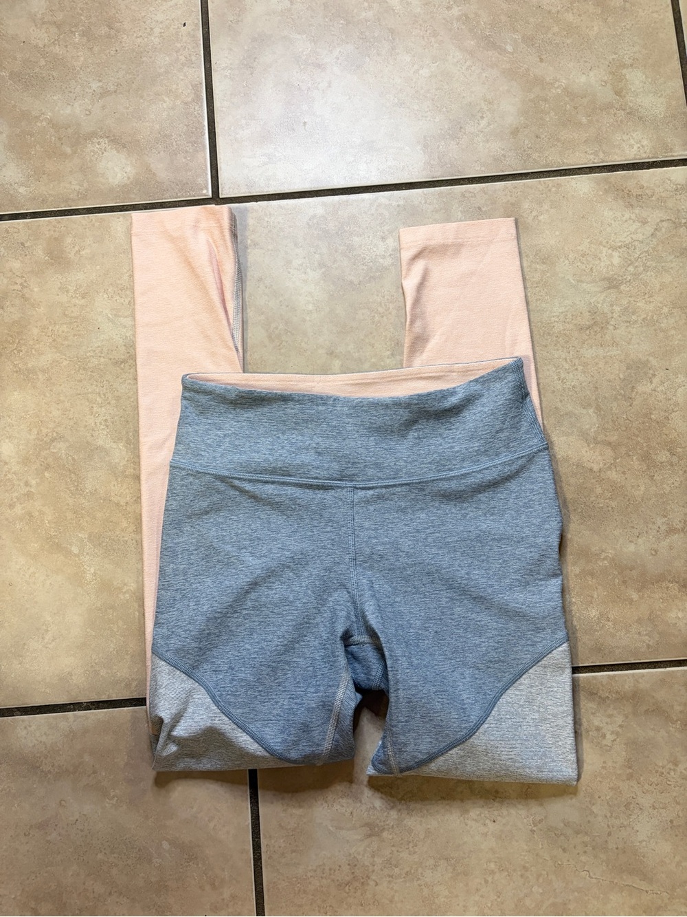 Outdoor Voices Peach and Gray Colorblock Leggings